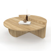 IDMarket - Set di 2 tavolini rotondi asimmetrici GUILIA in faggio