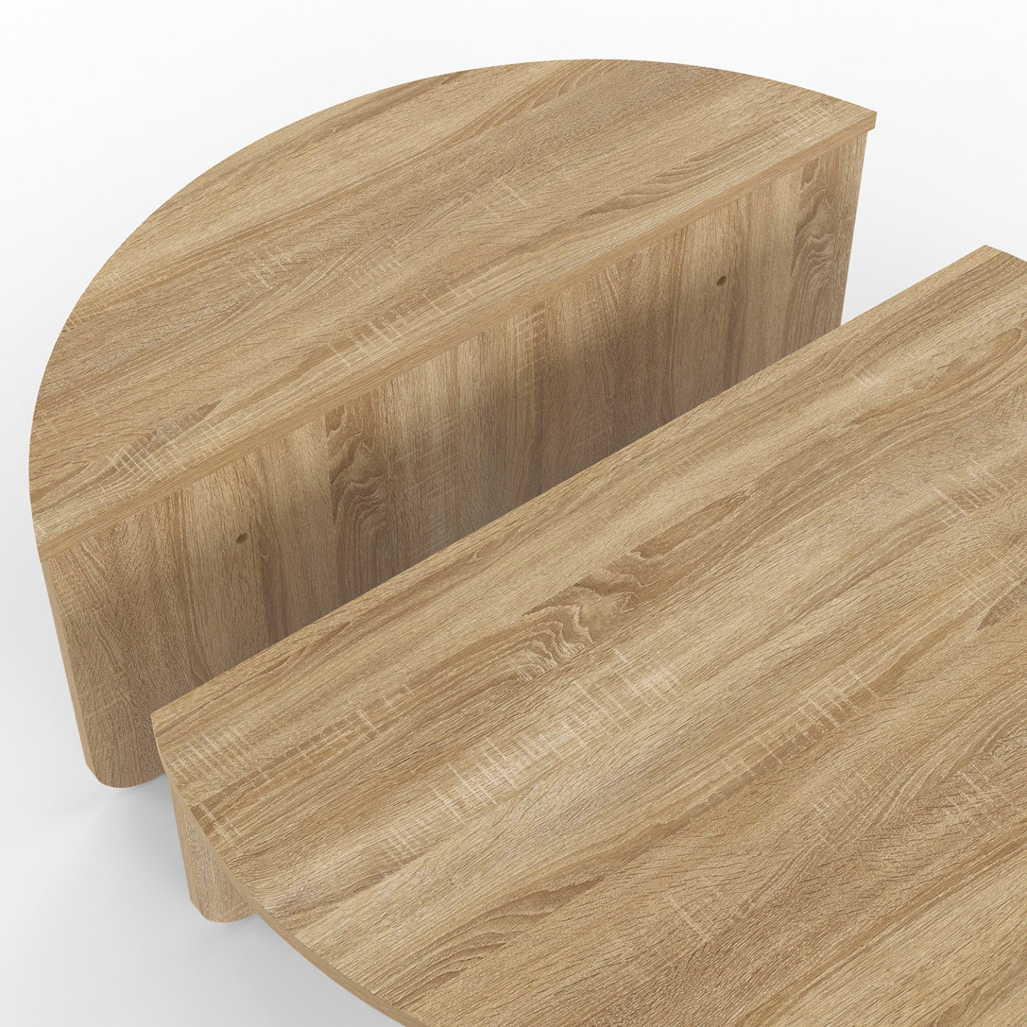 IDMarket - Set di 2 tavolini rotondi asimmetrici GUILIA in faggio