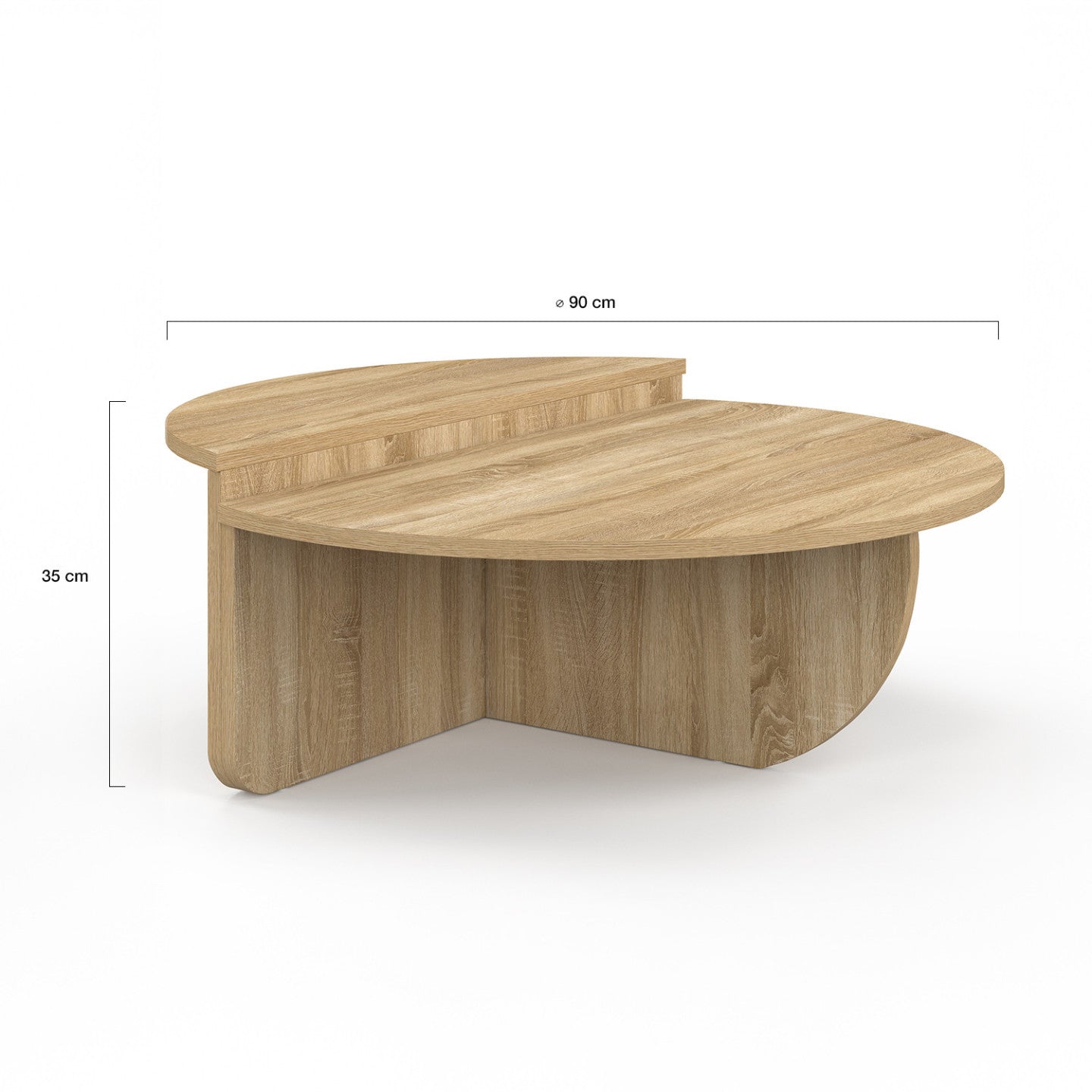 IDMarket - Set di 2 tavolini rotondi asimmetrici GUILIA in faggio