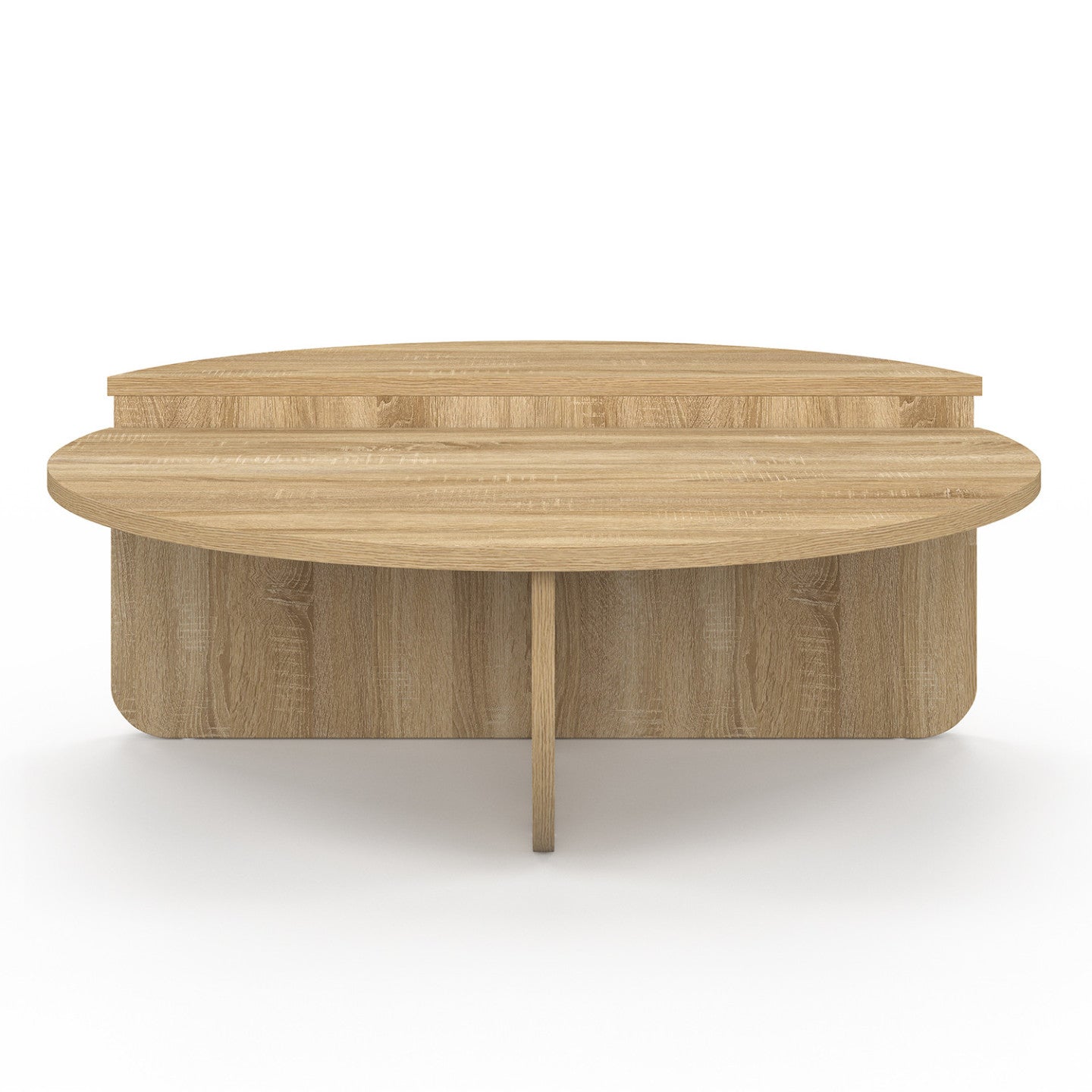 IDMarket - Set di 2 tavolini rotondi asimmetrici GUILIA in faggio