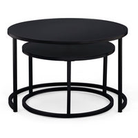 IDMarket - Set di 2 tavolini tondo 54/70 in metallo nero opaco, design industriale DAVIS