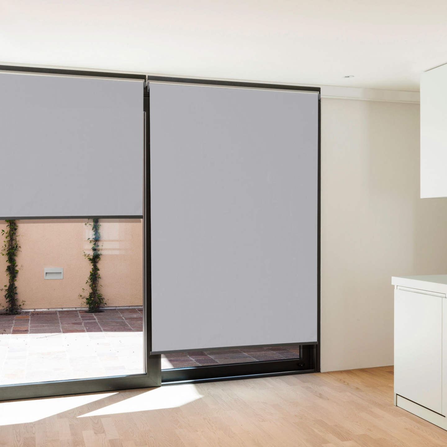 IDMarket - Set di 2 tende a rullo L.124 x H. 225 CM per pergola grigio chiaro