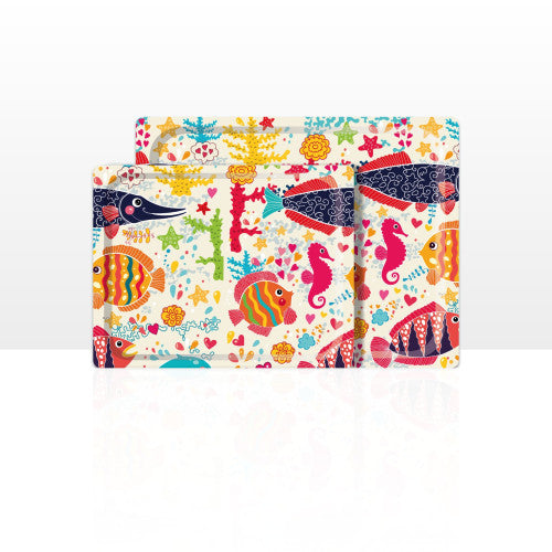 Set di 2 vassoi multiuso (42 x 29 e 48 x 37 cm)
