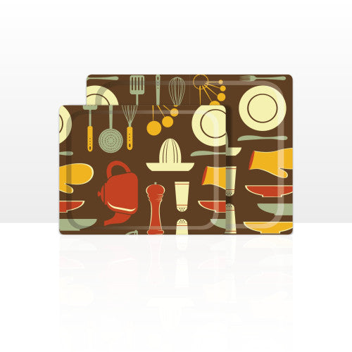 Set di 2 vassoi multiuso (42 x 29 e 48 x 37 cm)