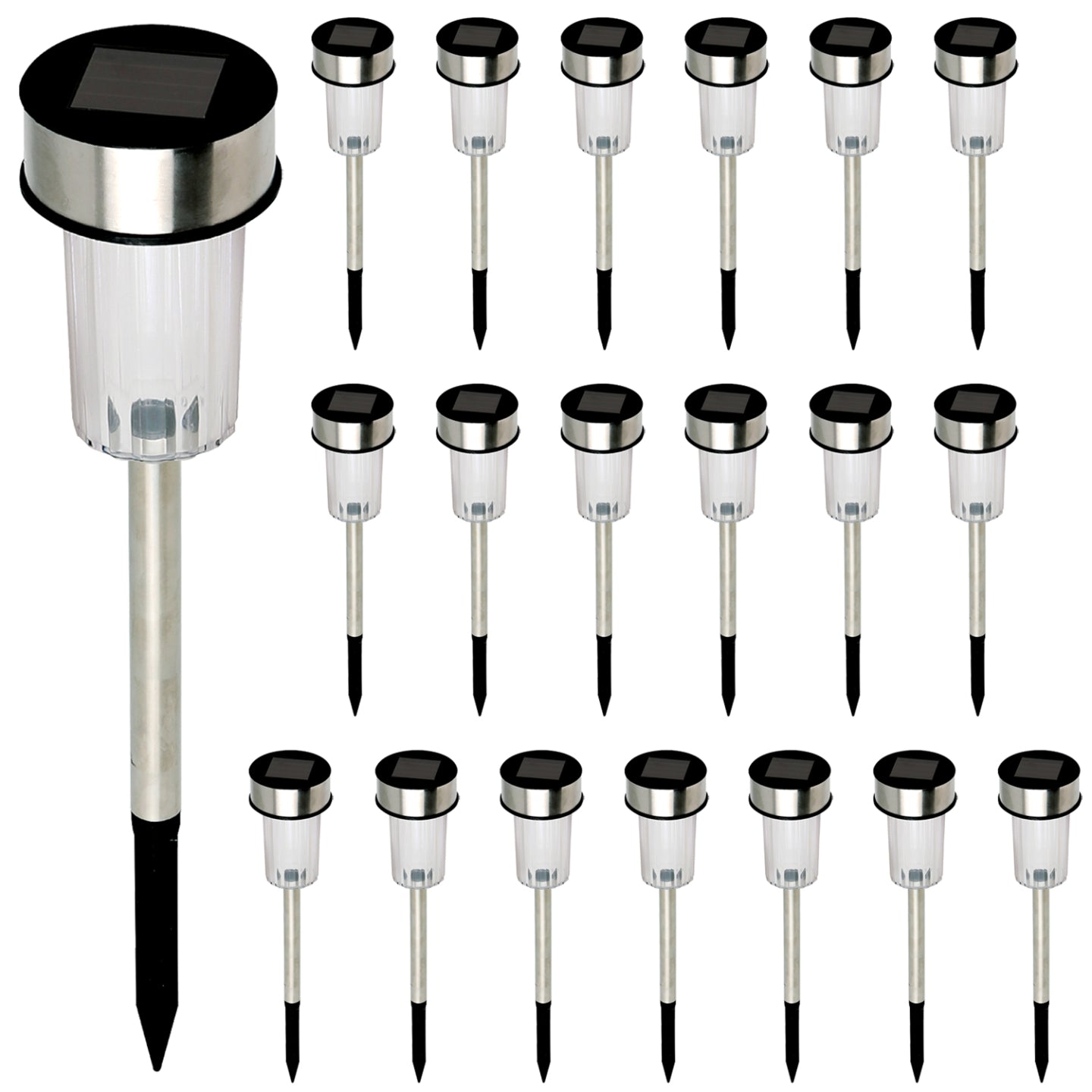 IDMarket - Set di 20 dissuasori solari da esterno LED, faretti da giardino per piantare