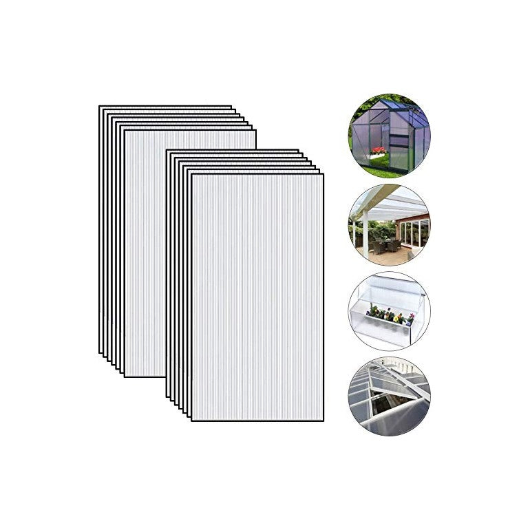 Set di 24 pezzi in policarbonato resistente ai raggi UV per serre da giardino (605 x 1210 x 4 mm)