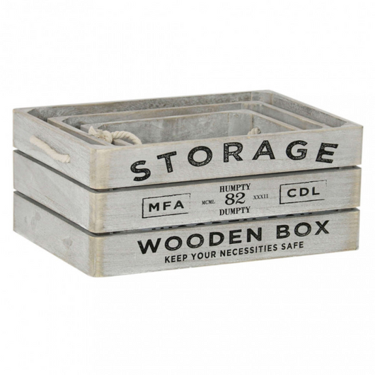 SET DI 3 CASSETTE IN LEGNO ROSELINE