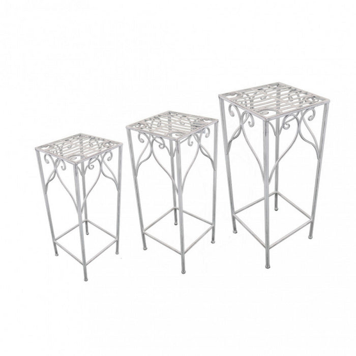 SET DI 3 FIORIERE VINCENT BIANCO ANTICO