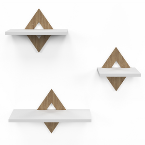 IDMarket - Set di 3 mensole a muro IRIS in faggio e bianco