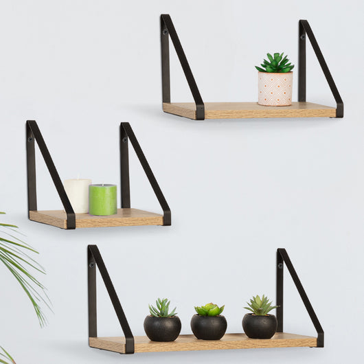 IDMarket - Set di 3 mensole da parete dal design industriale