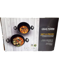 Set Di 3 Pentole Casseruole Batteria In Pietra Lavica Antiaderente Antigraffio         