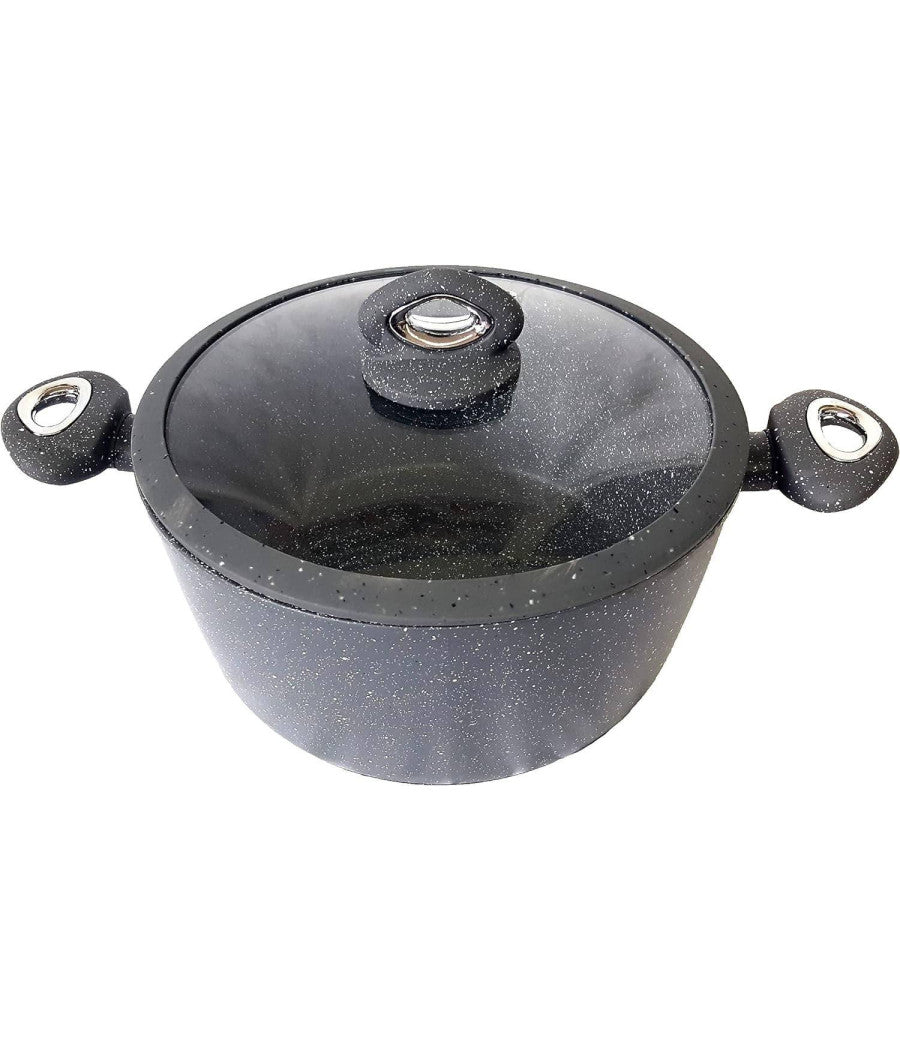 Set Di 3 Pentole Casseruole Batteria In Pietra Lavica Antiaderente Antigraffio         