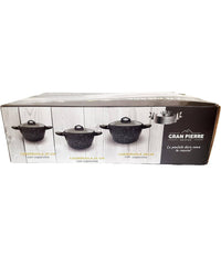 Set Di 3 Pentole Casseruole Batteria In Pietra Lavica Antiaderente Antigraffio         