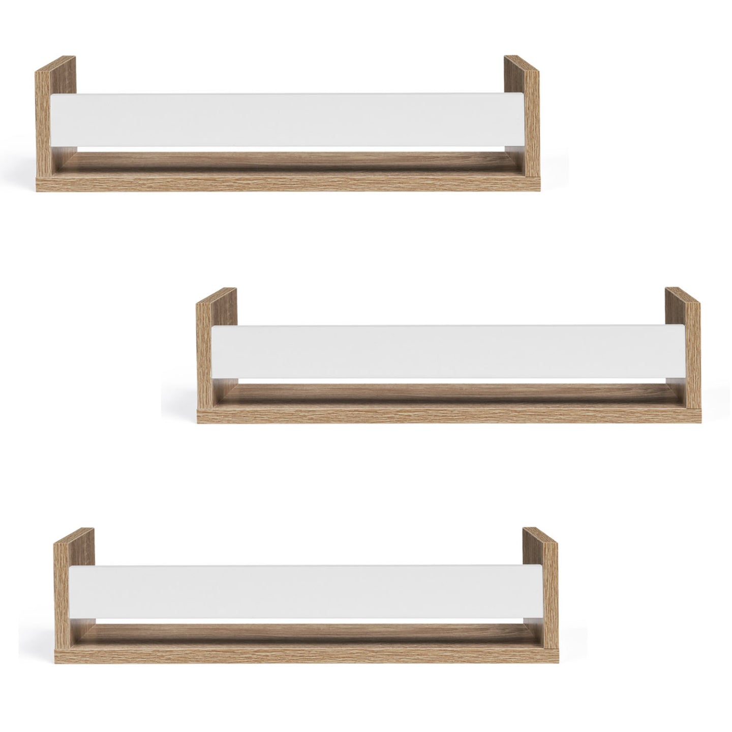 IDMarket - Set di 3 portaspezie da parete JULES in faggio e bianco