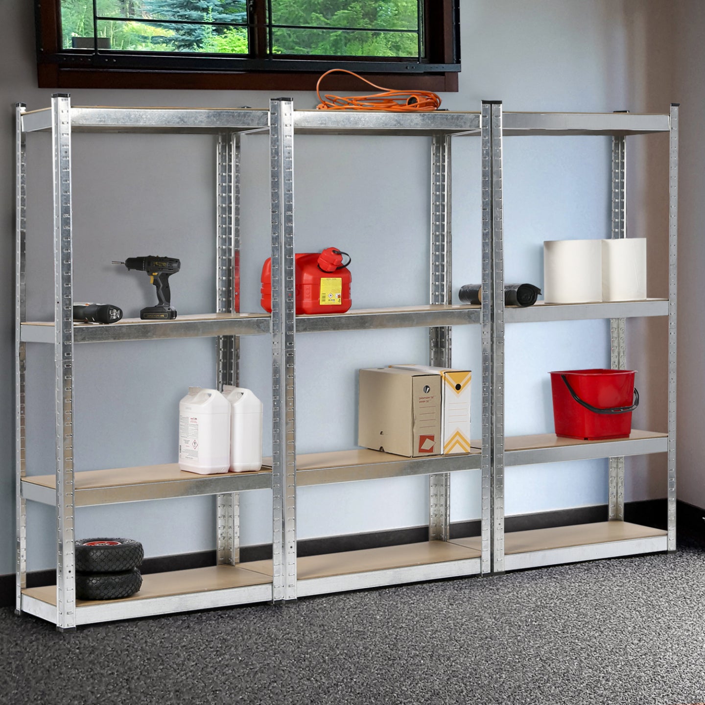 IDMarket - Set di 3 ripiani modulari per carichi pesanti 12 vassoi H. 150 CM