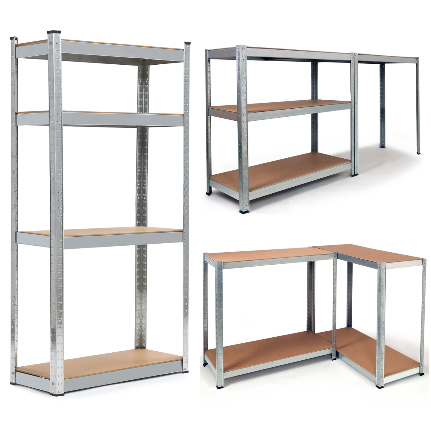IDMarket - Set di 3 ripiani modulari per carichi pesanti 12 vassoi H. 150 CM