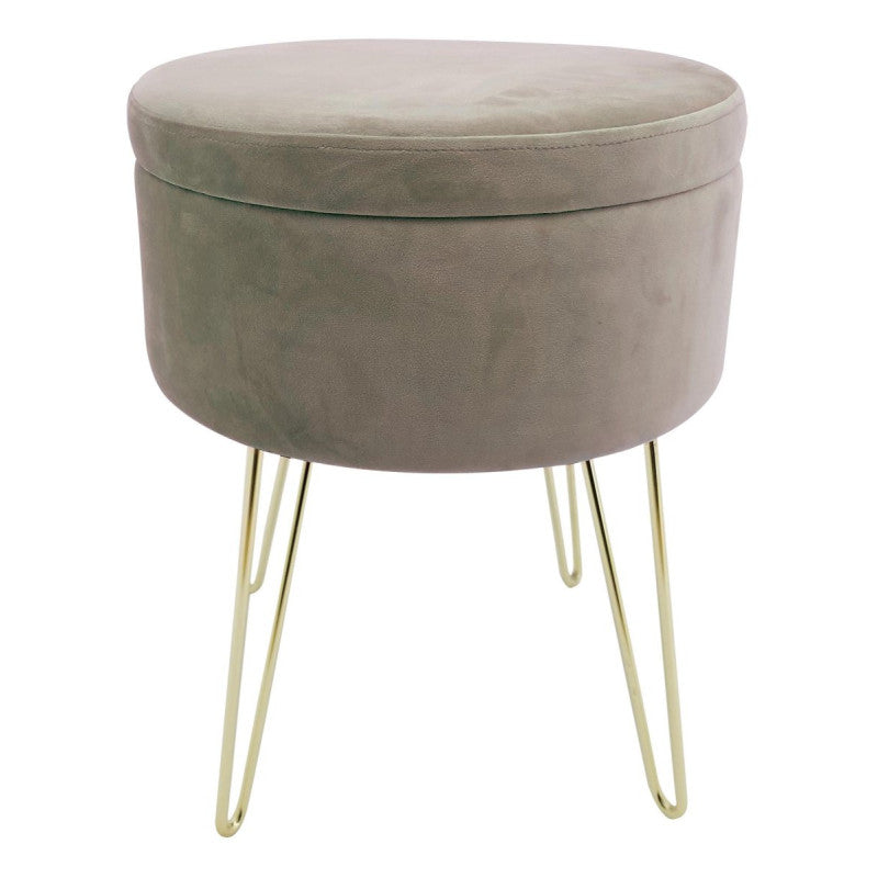 Set di 3 Sgabellini Rotondo Con Coperchio Orlando Beige 37,5x37,5x45