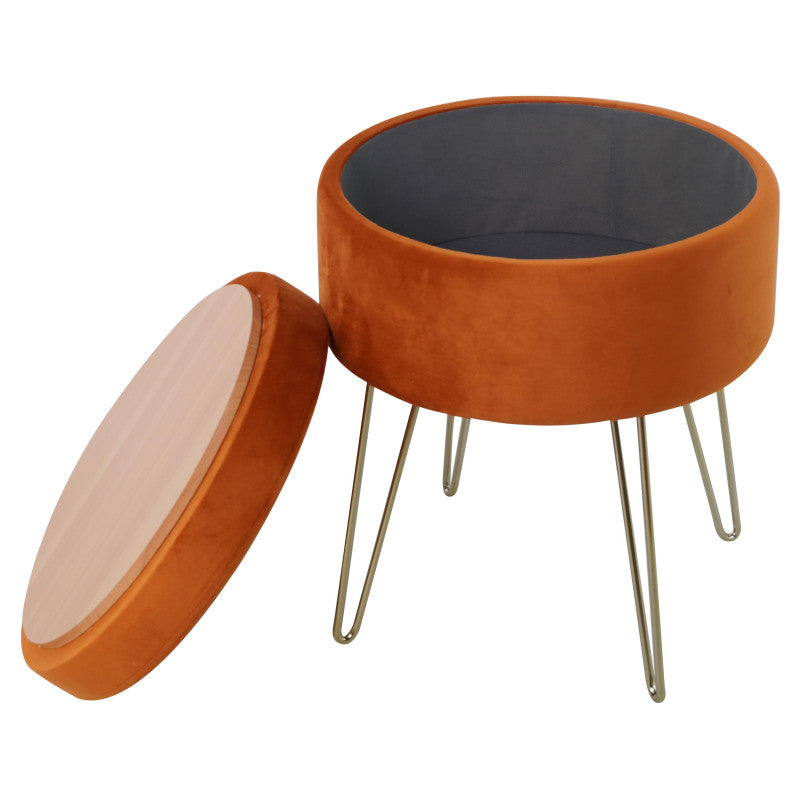 Set di 3 Sgabellini Rotondo Con Coperchio Orlando Mattone 37,5x37,5x45