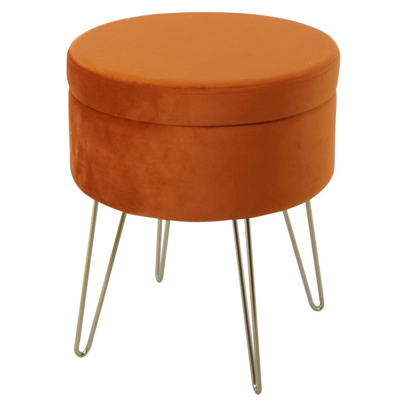 Set di 3 Sgabellini Rotondo Con Coperchio Orlando Mattone 37,5x37,5x45