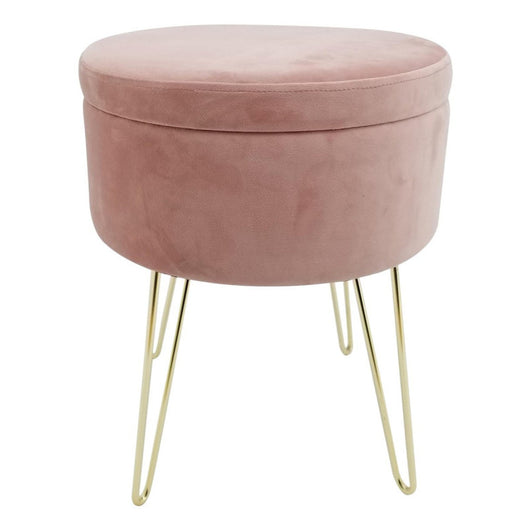 Set di 3 Sgabellini Rotondo Con Coperchio Orlando Rosa 37,5x37,5x45