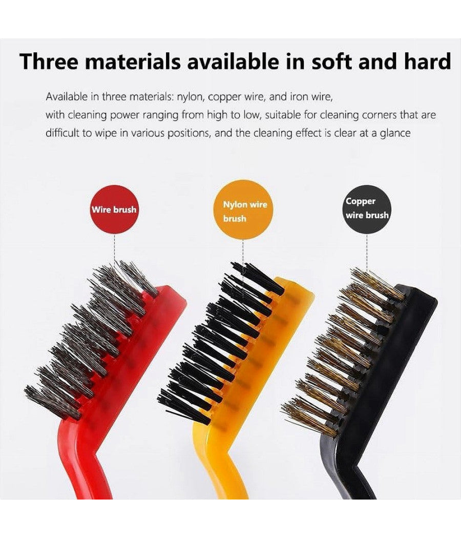 Set Di 3 Spazzole In Nylon Antiruggine Per Pulizia Del Filo Di Acciaio Per Stufe         