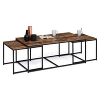 IDMarket - Set di 3 tavolini bassi 113 cm effetto invecchiato con design industriale DETROIT