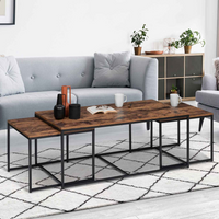 IDMarket - Set di 3 tavolini bassi 113 cm effetto invecchiato con design industriale DETROIT