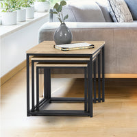 IDMarket - Set di 3 tavolini bassi 35/40/45 con design industriale DETROIT