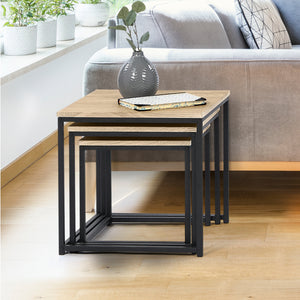 IDMarket - Set di 3 tavolini bassi 35/40/45 con design industriale DETROIT