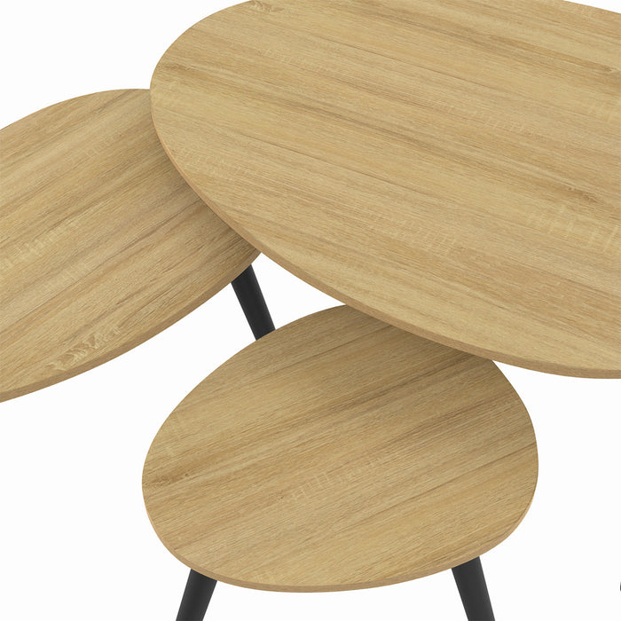 IDMarket - Set di 3 tavolini nidificanti GAIA in legno scandinavo e gambe nere