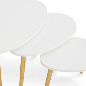 IDMarket - Set di 3 tavolini nidificanti GAIA laccato bianco scandinavo