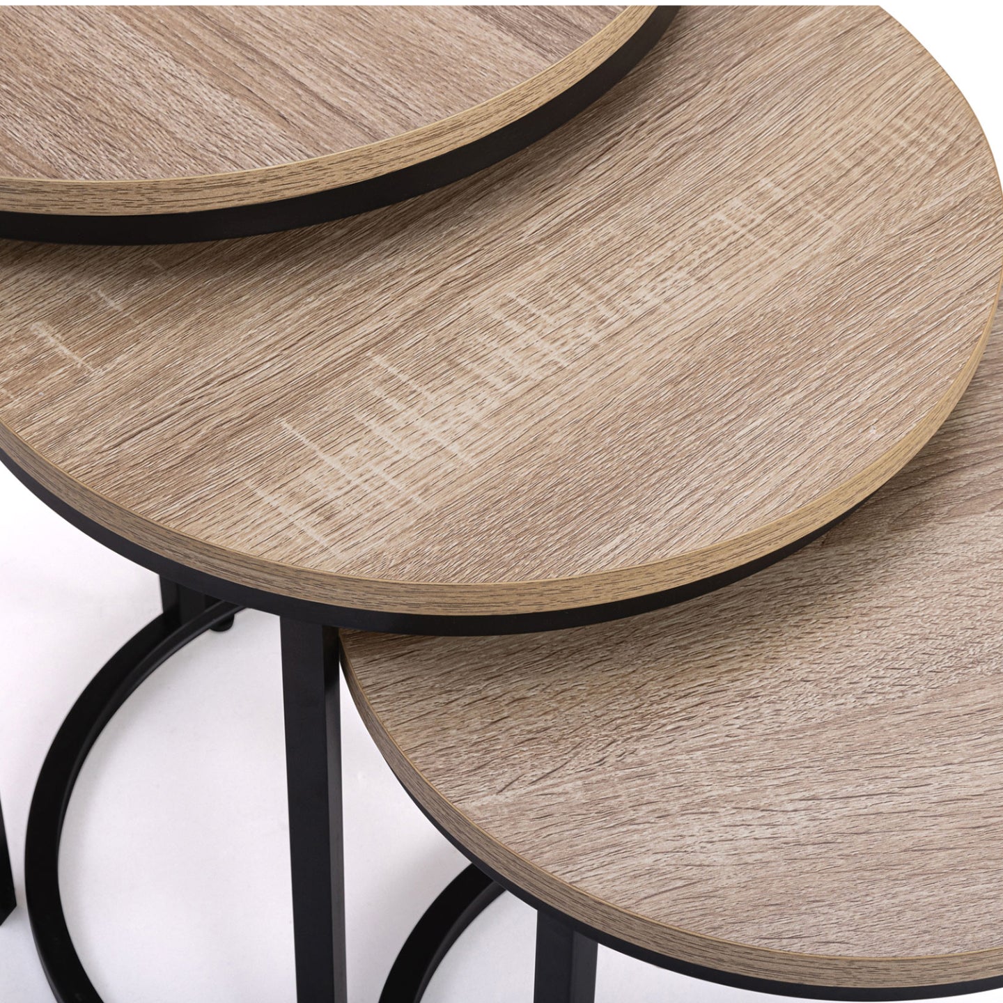 IDMarket - Set di 3 tavolini rotondi DETROIT 35/40/45 design industriale