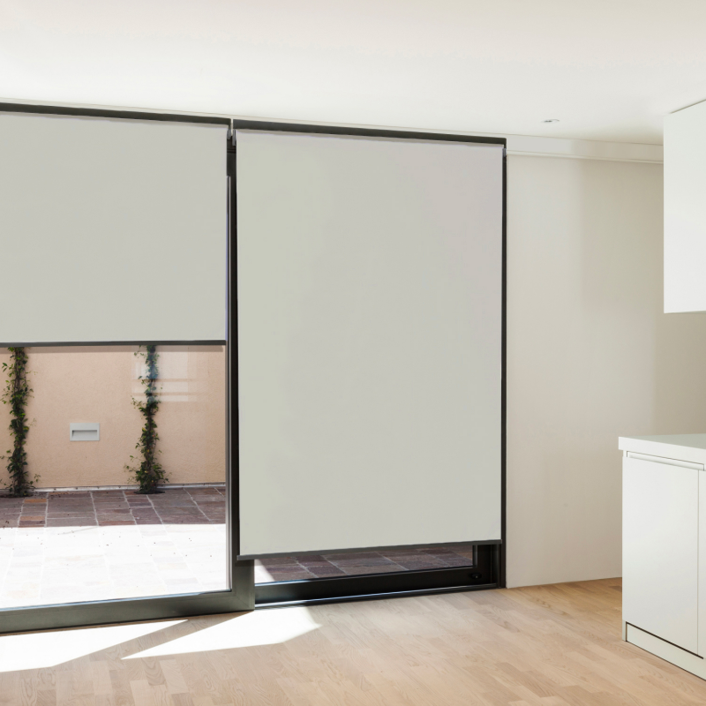 IDMarket - Set di 3 tende a rullo pergola ecru L.124 x H. 225 CM