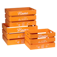 Set di 4 Box 3 Cassette Legno Home Arancio L30/35/40-ccs