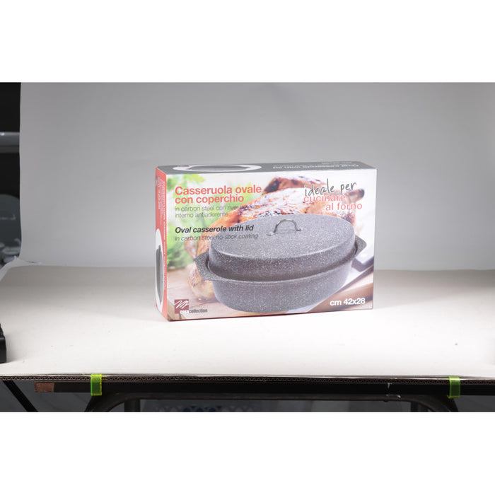 Set di 4 Casseruole Ovale Carbon Steel 40x28x15 Cm