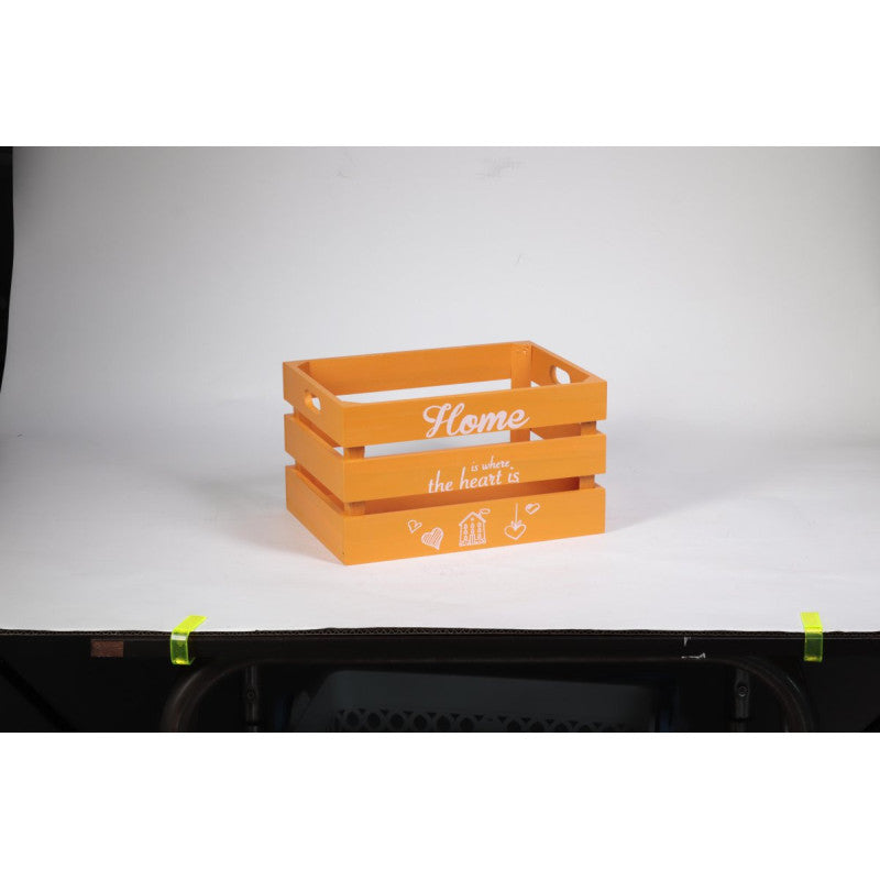 Set di 4 Cassette Legno Home Arancio 30x21x18 Ccs