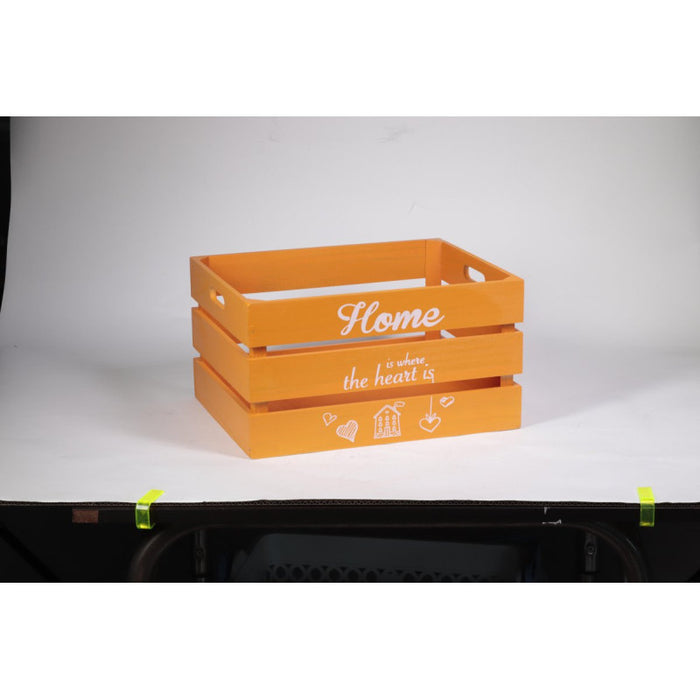 Set di 4 Cassette Legno Home Arancione 40x31x22