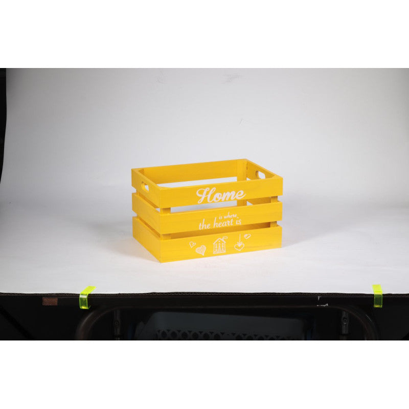 Set di 4 Cassette Legno Home Gialla 30x21x18