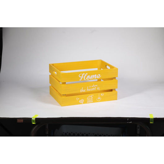 Set di 4 Cassette Legno Home Gialla 35x26x20
