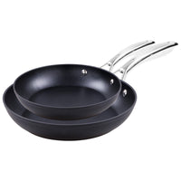 Set di 4 confezioni 2 Padelle 24/28 Black Steel Alluminio Forgiato Manico Acciaio