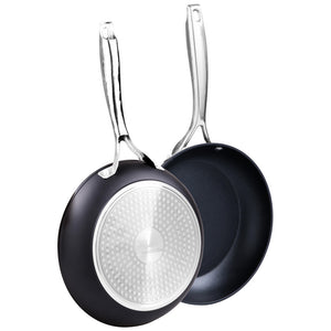 Set di 4 confezioni 2 Padelle 24/28 Black Steel Alluminio Forgiato Manico Acciaio