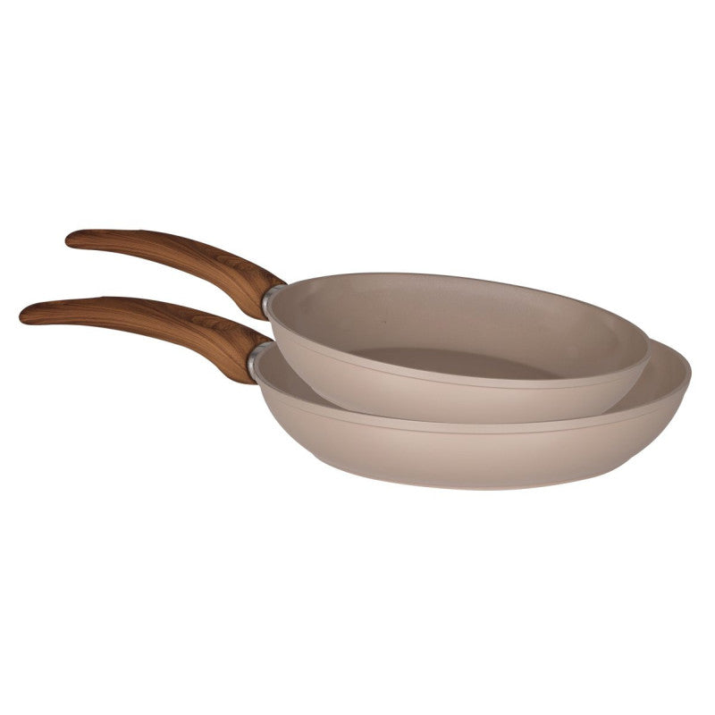 Set di 4 confezioni 2 padelle 24/28 Earth Alluminio Forgiato Fondo Induzione Int ceramico Greblon