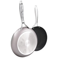 Set di 4 confezioni 2 Padelle 24/28 Silver Steel Manico Acciaio Int marmorizzato Nero