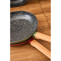 Set di 4 confezioni 2 Padelle 24/28 Warm Green Fdo Induzione Manico Soft Effetto Legno