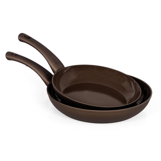 Set di 4 confezioni 2 padelle 24/28 Wood Alluminio Forgiato Fondo Induzione Int ceramico