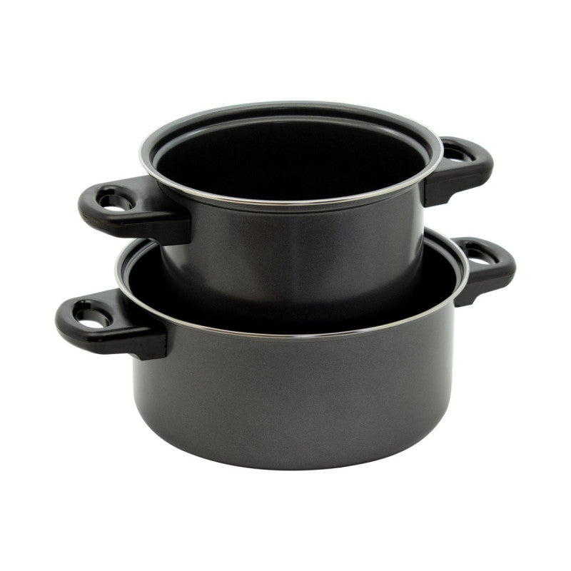 Set di 4 confezioni 2 Pezzi Casseruole 2 Manici Ø 20/24 Cm Grigio