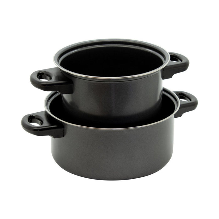 Set di 4 confezioni 2 Pezzi Casseruole 2 Manici Ø 20/24 Cm Grigio