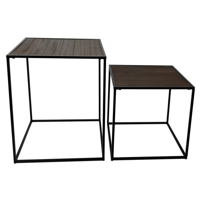 Set di 4 confezioni 2 Tavolini Quadrati Naple Grigio Scuro E Nero