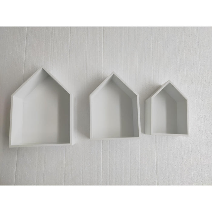 Set di 4 confezioni 3 Mensole Casetta 26,5x10x35 Bianco