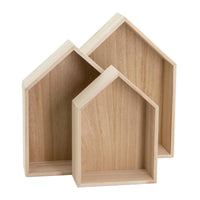 Set di 4 confezioni 3 Mensole Casetta 26,5x10x35 Naturale